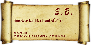 Swoboda Balambér névjegykártya